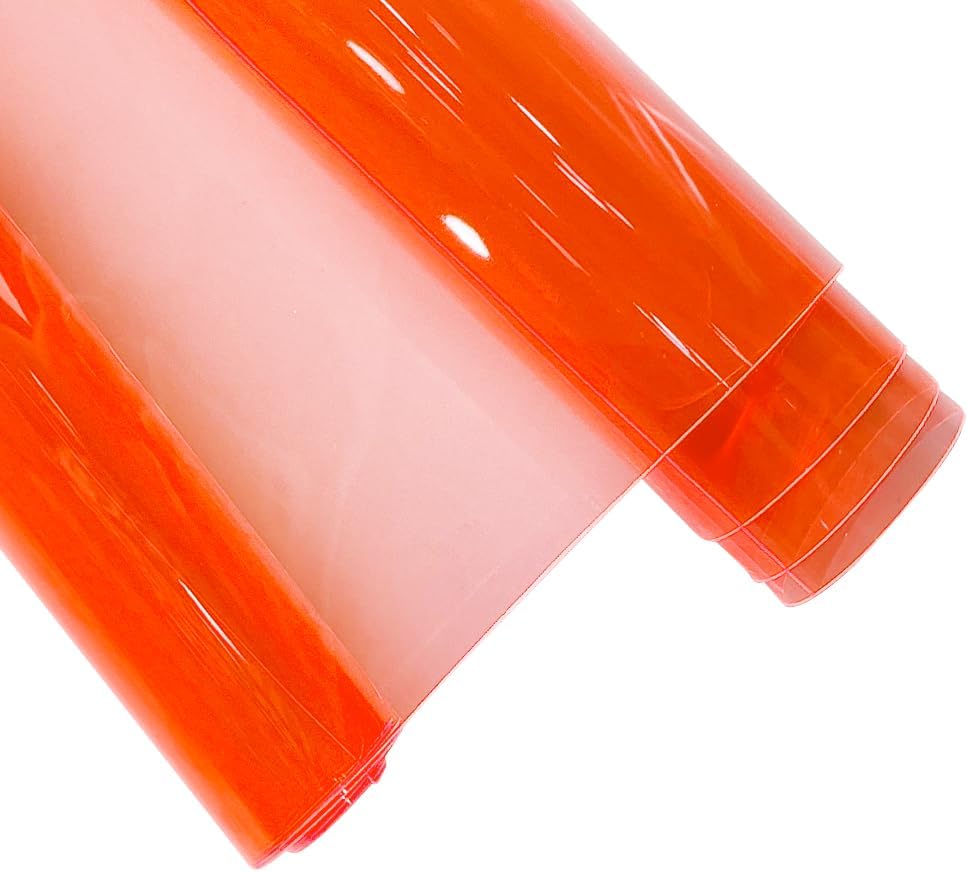 HYANG Tomato Transparent PVC Super Clear Holographic Vinyl Faux Leather Sheets 1 Roll 12" x 47" (30cm x 120cm) for DIY Bows Earrings Bags DIY Crafts Making