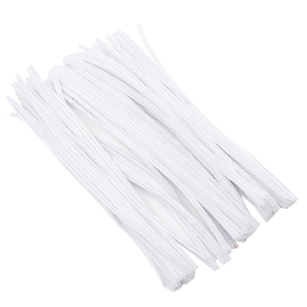100 Pieces Pipe Cleaners Chenille Stem, Solid White Color Pipe Cleaners Set for Pipe Cleaners DIY Arts Crafts Decorations, Chenille Stems Pipe Cleaners (White)