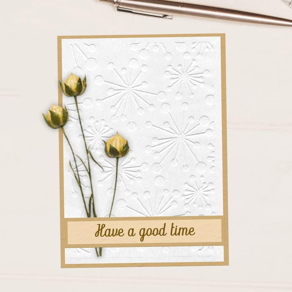 Hying 3-D Textured Impressions Background Embossing Folder, Line Dot Flower Pattern Plastic Embossing Folder Template for Card Making Scrapbooking Paper Craft Album Stamps DIY Décor