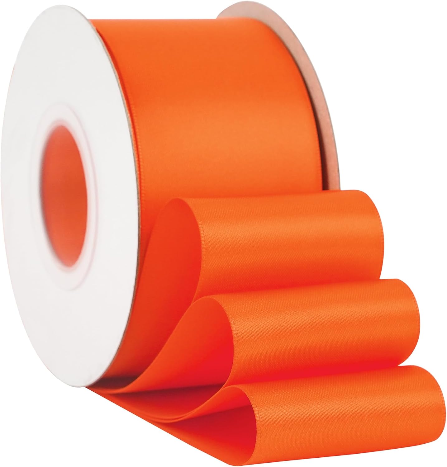 HUIHUANG Orange Satin Ribbon 2 inch Wide Double Faced Satin Ribbon Orange Ribbon for Gift Wrapping, Bows Making, Flower Bouquet, DIY Crafts, Wedding, Holiday Party Decor -25 Yards/Roll