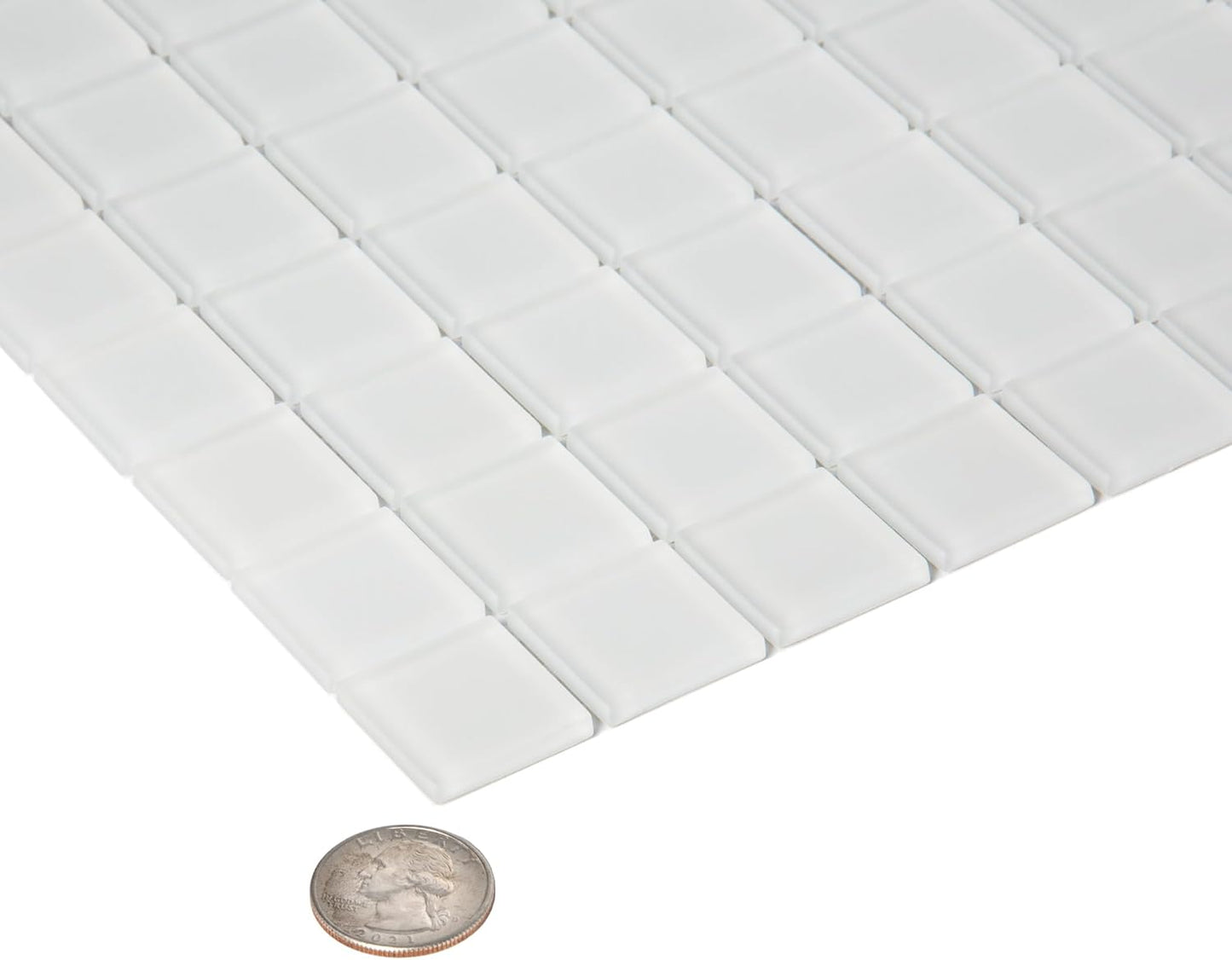 Ice White Matte Glass Square Mosaic Tile 1" x 1" โ 10 Sheets for Backsplash, Bathroom, Shower, or Pool - Not Peel & Stick โ 9.67 sq. ft./Case - Water-Resistant Indoor Outdoor Decorative Tile