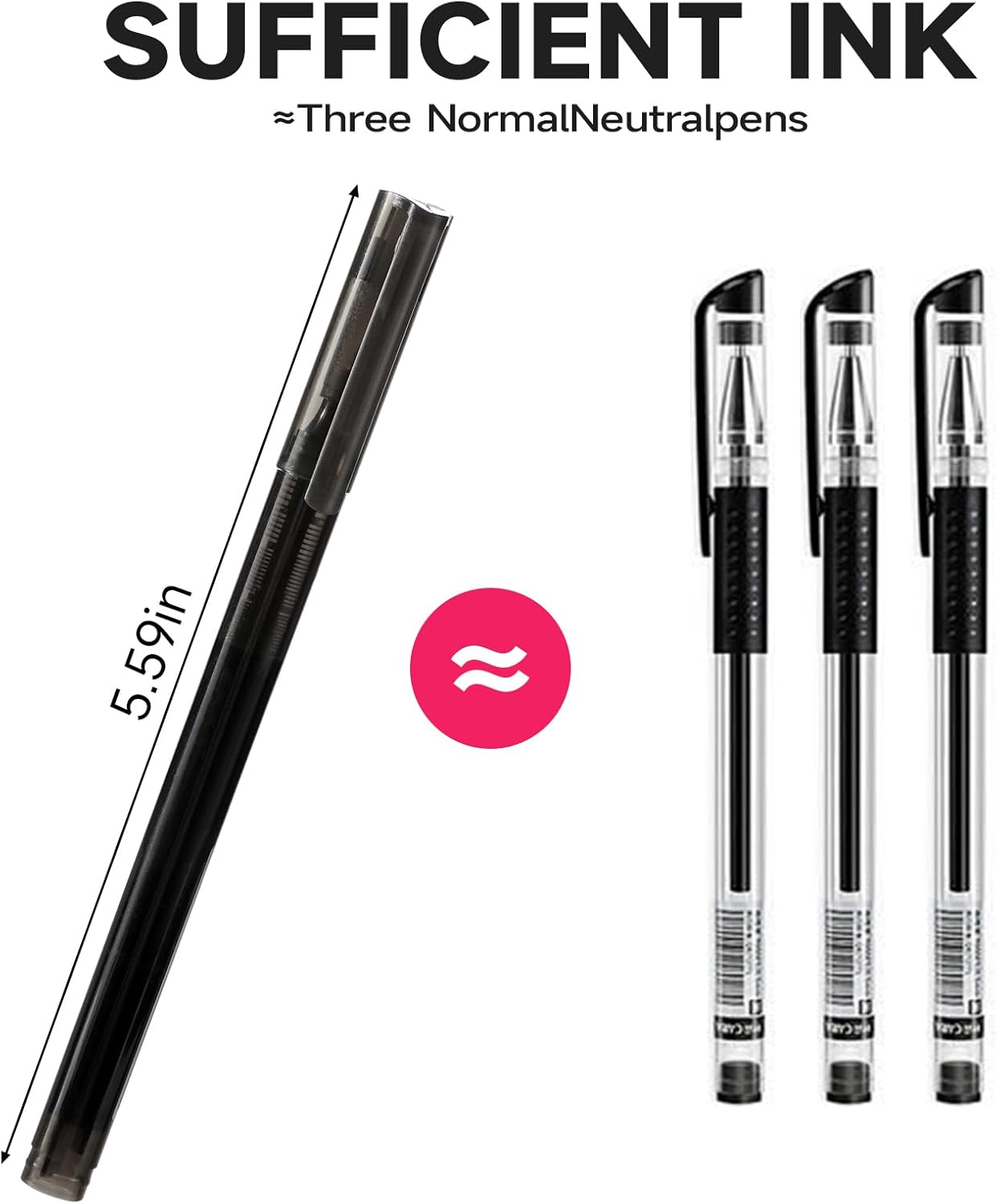 RIANCY Black Fine Point Gel Pens 12Pcs 0.5mm Gel Ballpoint Pens Black Liquid Ink Pens No Smear No Bleed, Smooth Writing Pen for Journaling Note Taking Drawing Sketching Coloring Office School Supplies