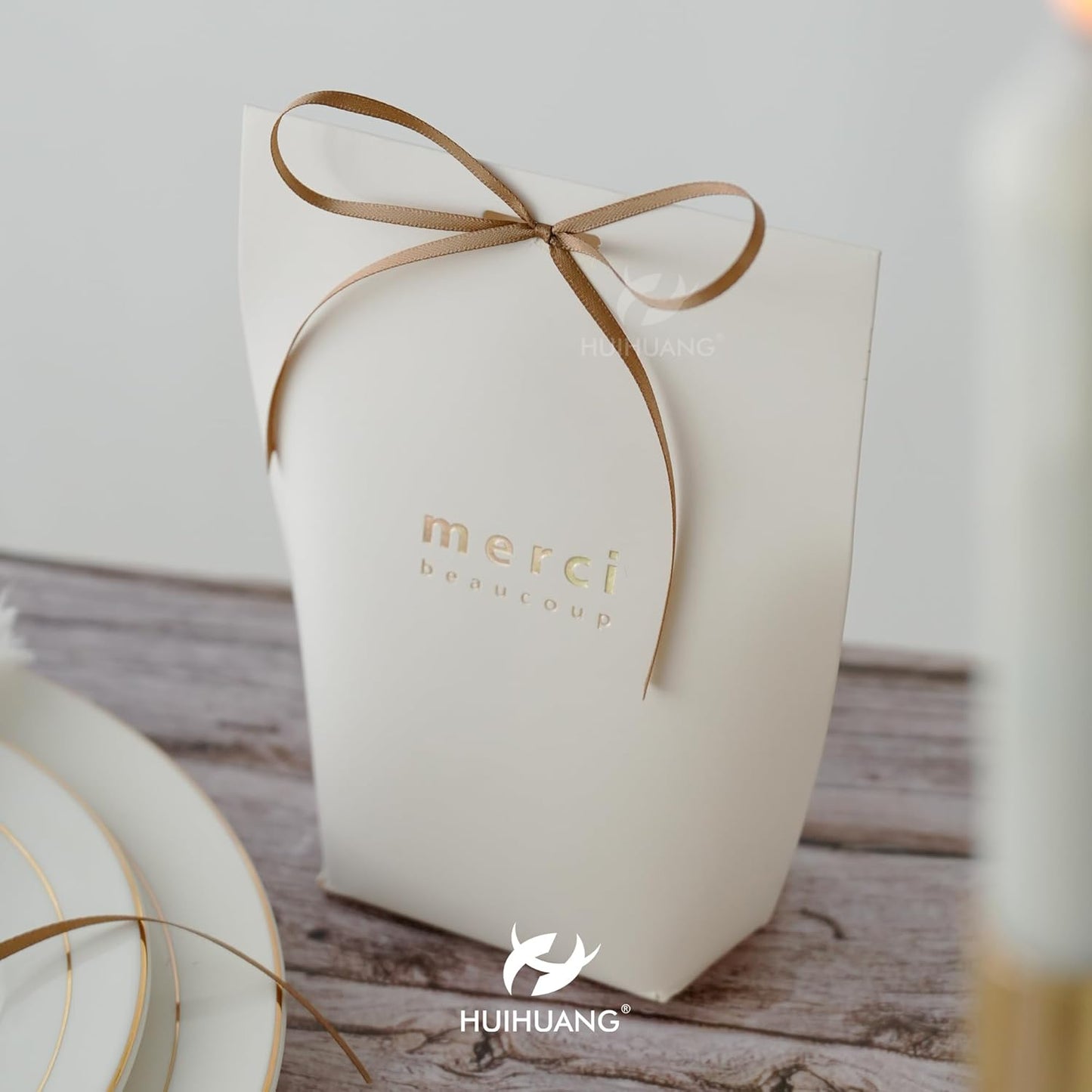 HUIHUANG Solid Color Satin Ribbon 1/8 inch x 100 Yards Roll Ribbon for Crafts (Light Brown)