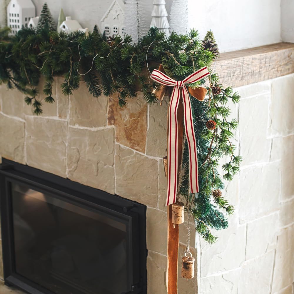 10 Yards × 3/5 Inch Red Natural Cotton Ribbon, Double Sided Webbing Straps Ribbons, Birthday Wedding Valentines Ribbons for Crafting, DIY Sewing, Gift Wrapping