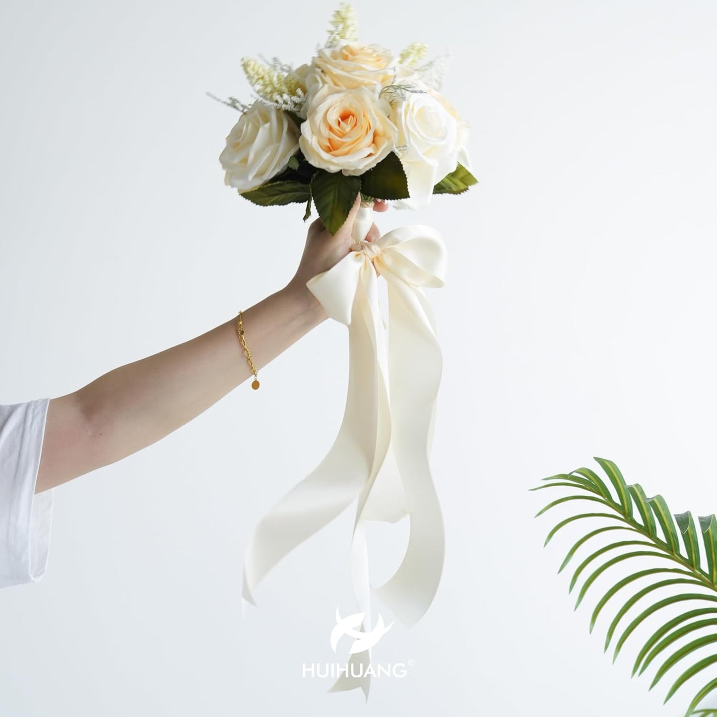 HUIHUANG Ivory Satin Ribbon 2 inch Wide Double Faced Satin Ribbon Beige Ribbon for Gift Wrapping, Bows Making, Flower Bouquet, DIY Crafts, Bridal Shower, Holiday Party Decor -25 Yards/Roll