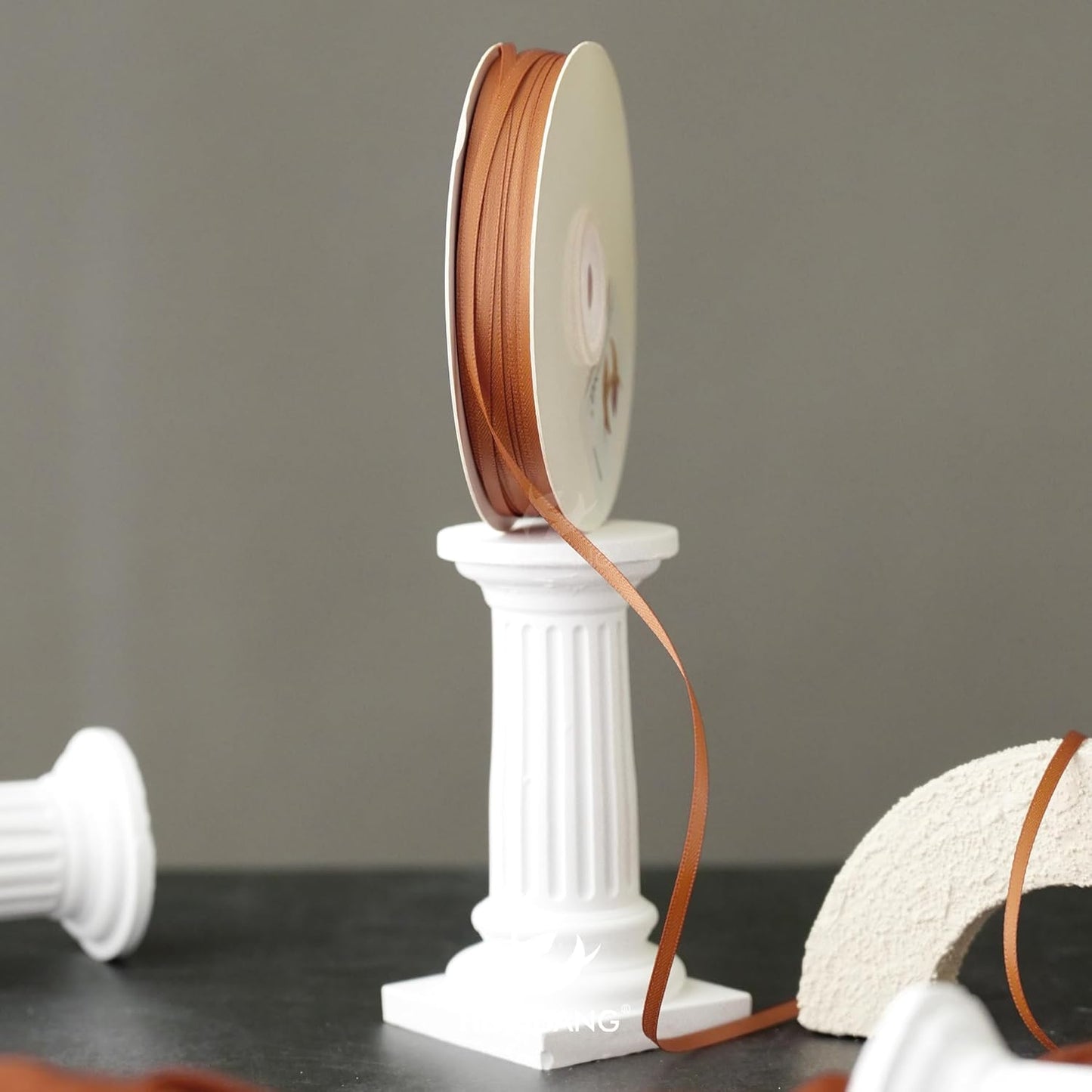 HUIHUANG 1/8" Terracotta Satin Ribbon Small Thin Ribbon for Crafts Gift Wrapping DIY Bows Decoration Sewing and Invitation Card Hanging Tags-100 Yards