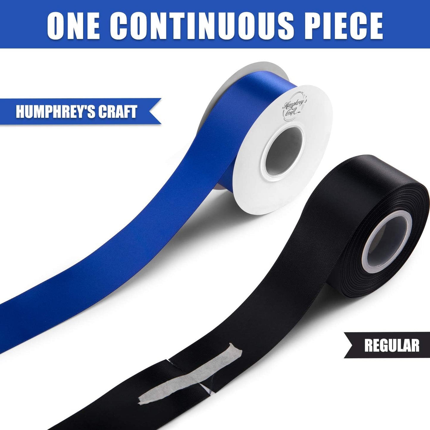 Humphrey's Craft 1-1/2 Inch White Double Faced Satin Ribbon - 25 Yards Variety of Color for Crafts Gift Wrapping DIY Bows Bouquet Decoration Sewing Christmas Tree Wedding and Invitation Card.