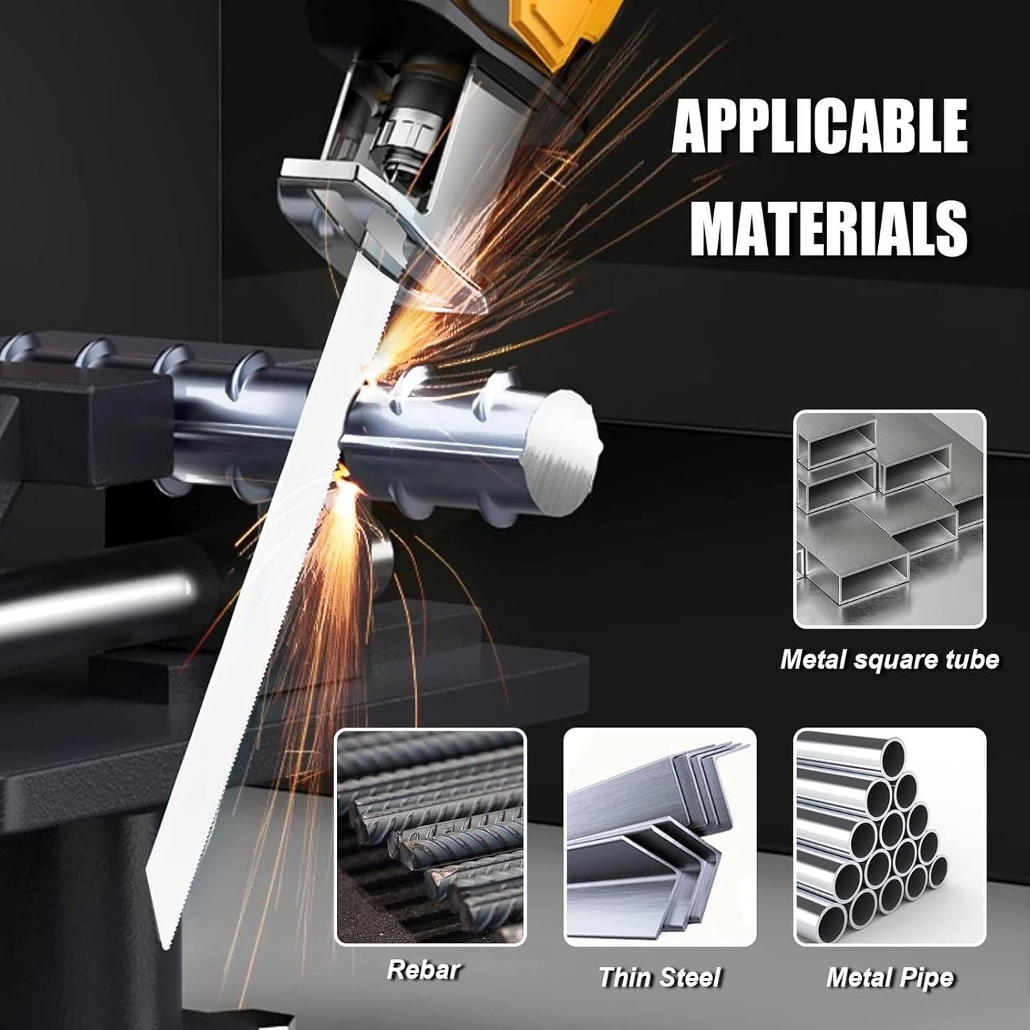 10 Pack 9 inch Reciprocating Saw Blades Set,14 TPI High Carbon Saw Blades, Metal Saw Blades with Organizer Case (10, 14TPI/225mm)