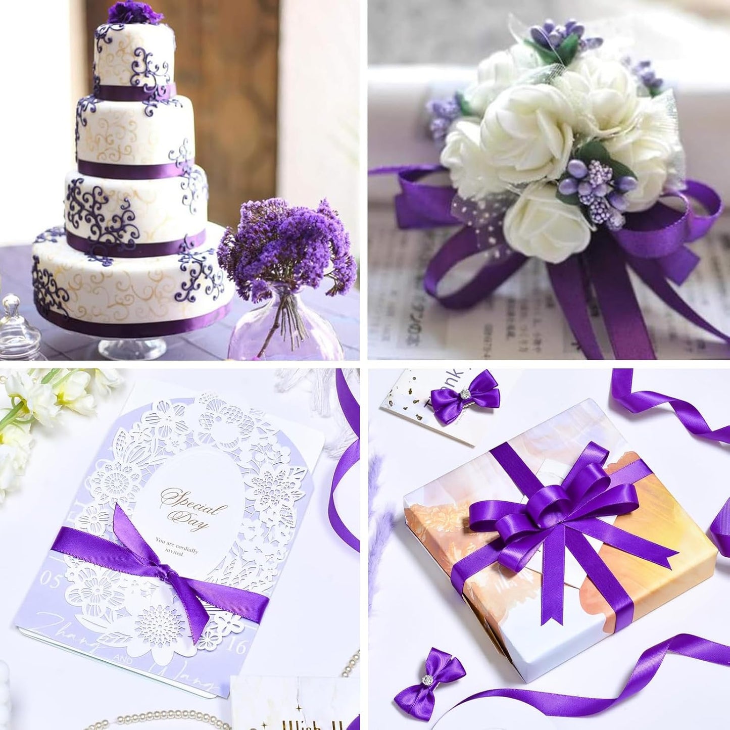 1" x 100 Yards Regal Purple Polyester Satin Ribbon Single Faced Bulk Fabric Ribbons for Gift Wrapping, Crafting, Bows Making, Flower Bouquet, Wedding, Home Decor