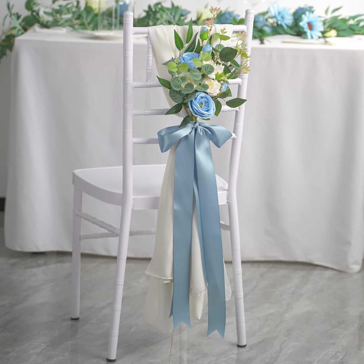 HUIHUANG Dusty Blue 2 inch Wide Double Face Satin Polyester Ribbon for Wedding, Baby Shower, Christmas, Birthday, Valentine's Day - 25 Yards/Roll