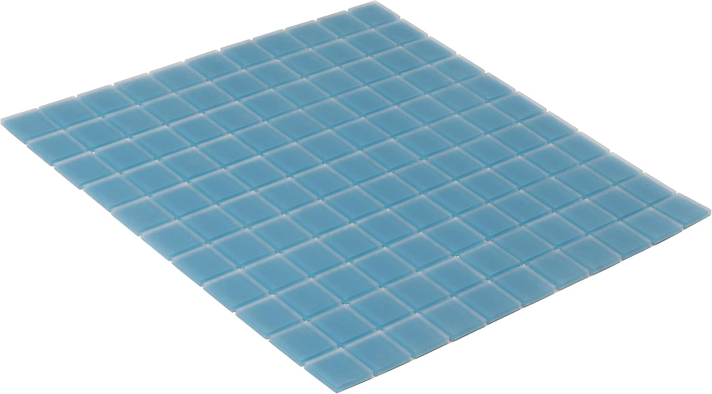 1"x1" Sky Blue Matte Finished Glass Mosaic Tile (9.67 Sq ft- Box of 10 Sheets)
