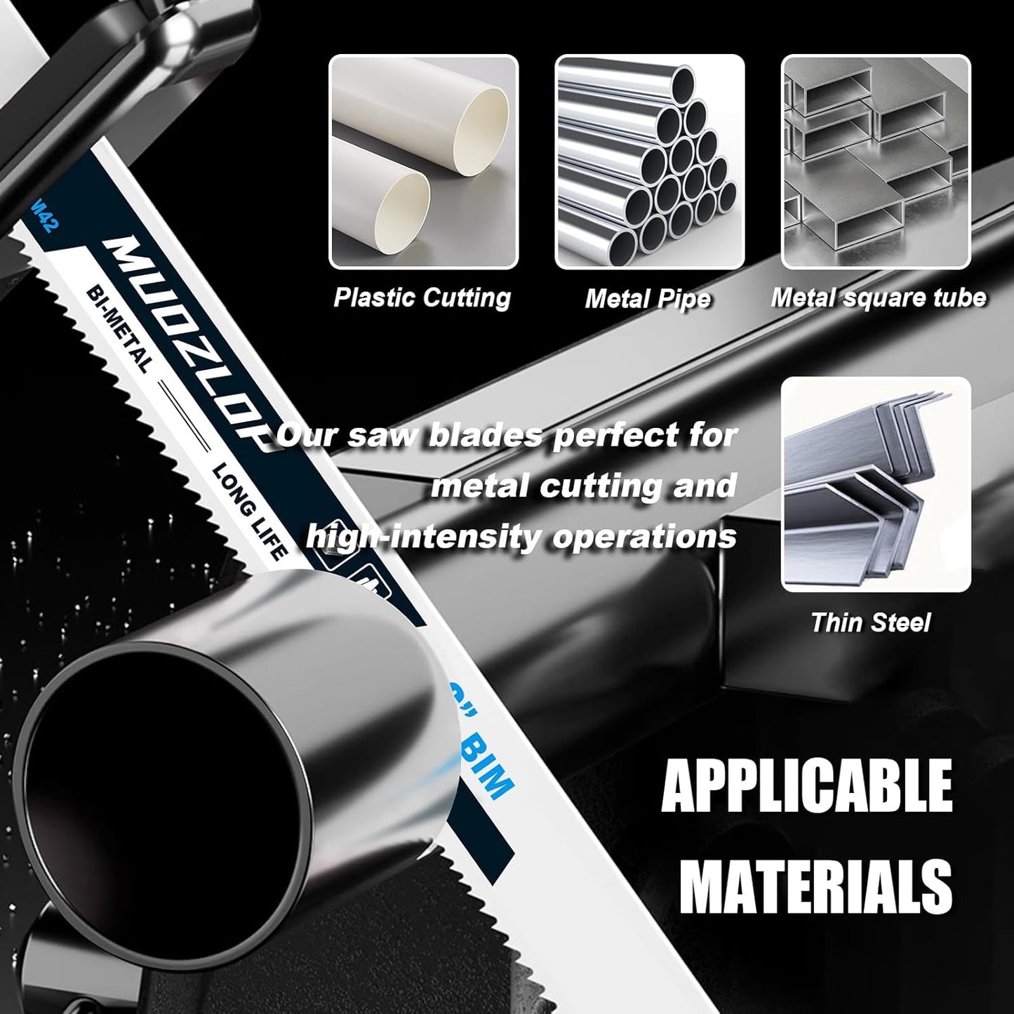 10Pack 6 inch Reciprocating Saw Blades Set,8+10 TPI High Carbon Saw Blades, Metal Saw Blades with Organizer Case (10, 8+10TPI/150mm)