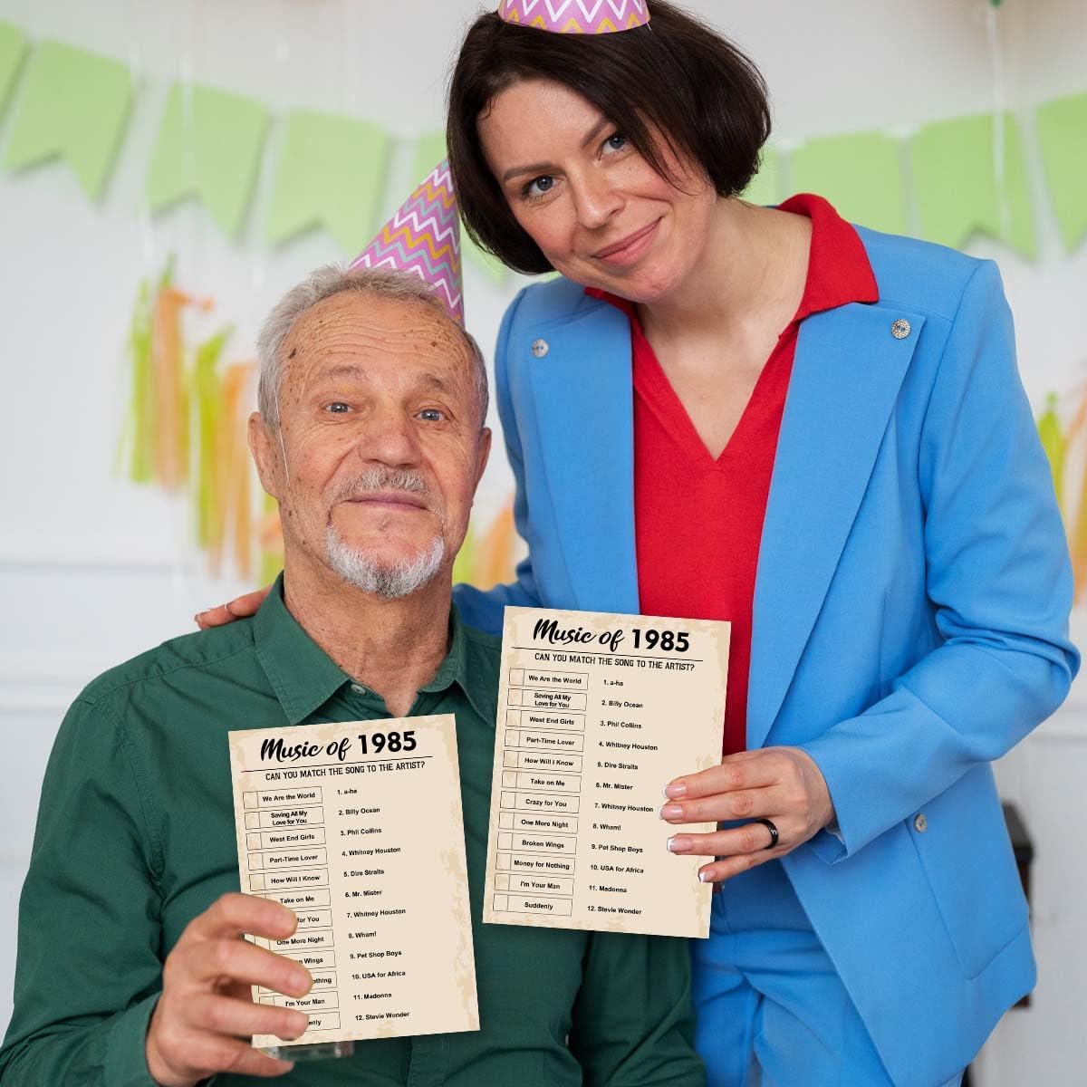 QUPT 40th Birthday Party Games, Music of 1985 Games, Birthday Party Supplies for Adults, Fun 1985s Party Game,Pack of 30 Cards