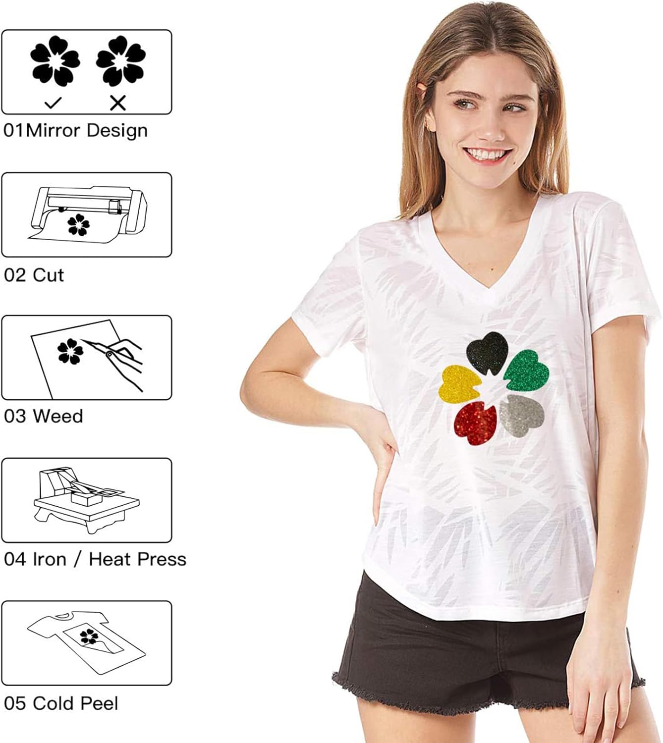 HTVRONT Yellow Glitter HTV Heat Transfer Vinyl Rolls - 10" x 8ft Neon Yellow Glitter HTV Vinyl for Shirts, Glitter Iron on Vinyl for All Cutter Machine - Easy to Cut & Weed (Neon Yellow)