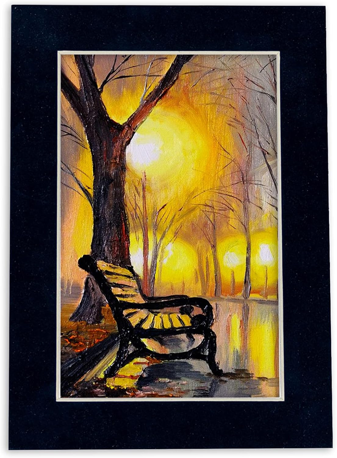 11x14 Mat Bevel Cut for 8.5x11 Photos - Acid Free Navy Suede Precut Matboard With Backing Board and Crystal Clear, Self Seal Mat Bag - For Pictures, Framing - 4-ply Thickness