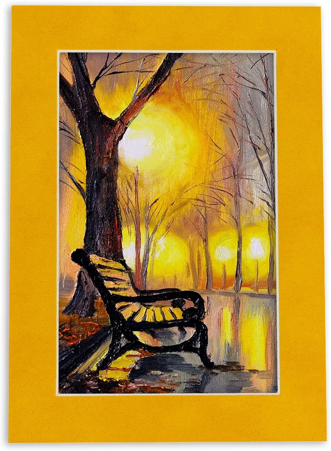 11x14 Mat Bevel Cut for 8.5x11 Photos - Acid Free Bright Yellow Precut Matboard With Backing Board and Crystal Clear, Self Seal Mat Bag - For Pictures, Framing - 4-ply Thickness