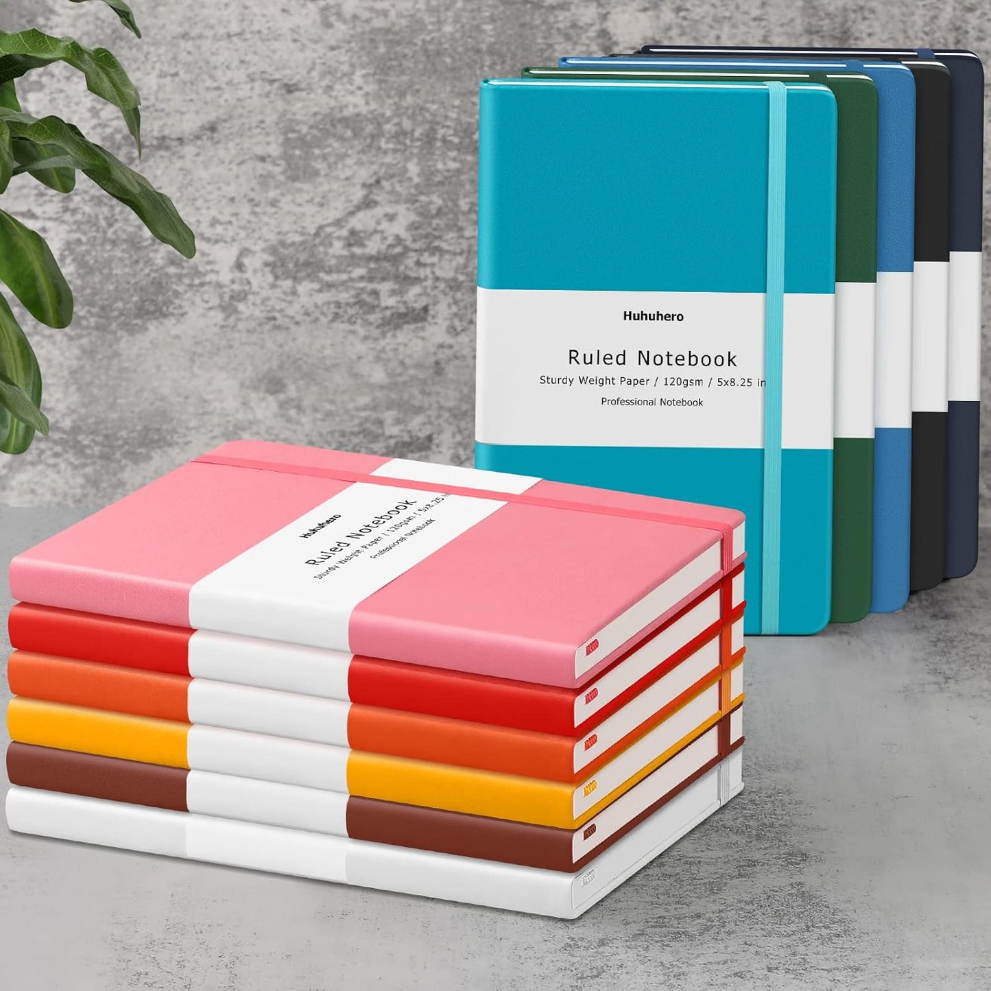 Huhuhero Notebooks Journal, College Ruled Notebook, Premium Thick Paper Lined Journal, Hardcover Notebook for Office Home School Business Writing Note Taking Journaling, 5"×8.25" (10, Dark Gray)