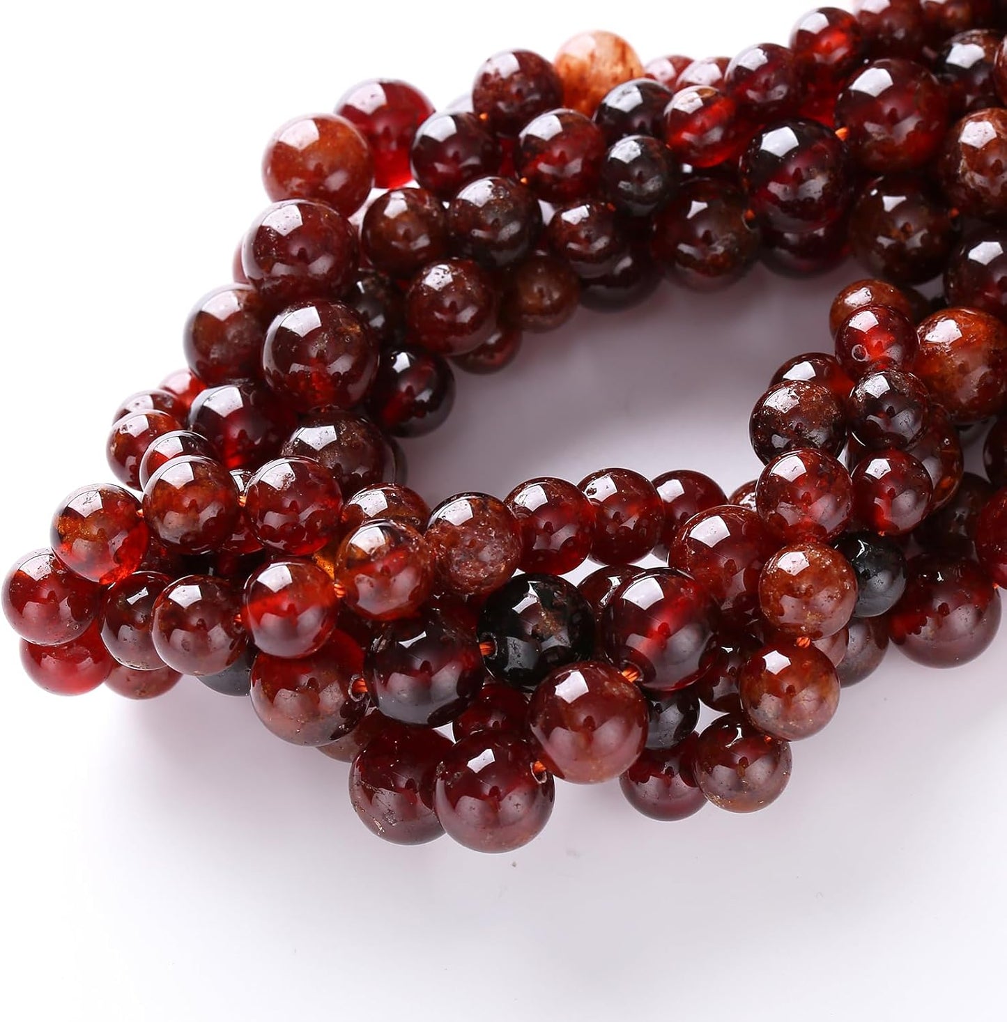 10MM 36PCS Natural Orange Garnet Beads Round Loose Beads for Jewelry Making DIY Necklace Accessories Energy Crystal Healing Power Bracelet