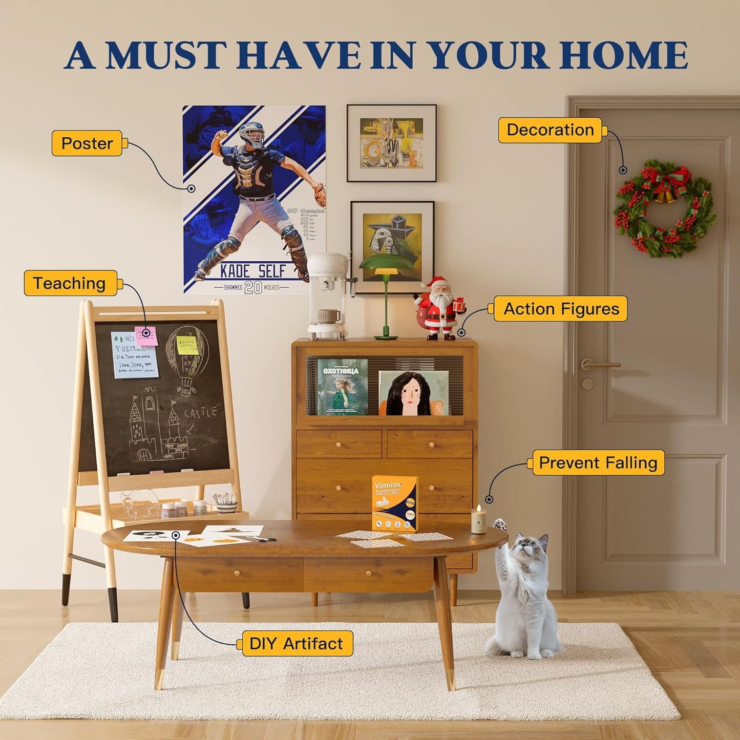 0.5'' Double Sided Adhesive Dots, 75Pcs Clear Adhesive Mounting Putty, Waterproof No Residue Adhesive Putty, Sticky Putty for Wall Hanging, Crafts, Posters Festival Decoration Museum