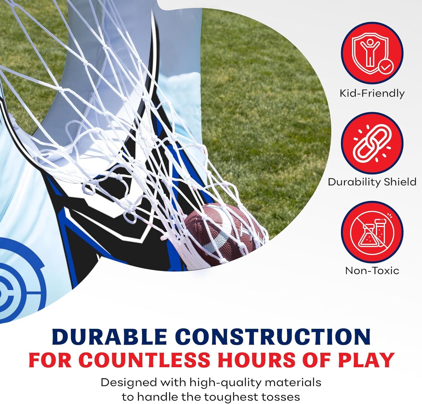 Inflatable Football Target - Double-Sided Toss Training Game with Mini Footballs - Fun Kids Throwing Football Games for Indoors, Outdoors, Birthdays, Camping, Beach - 65 Inch