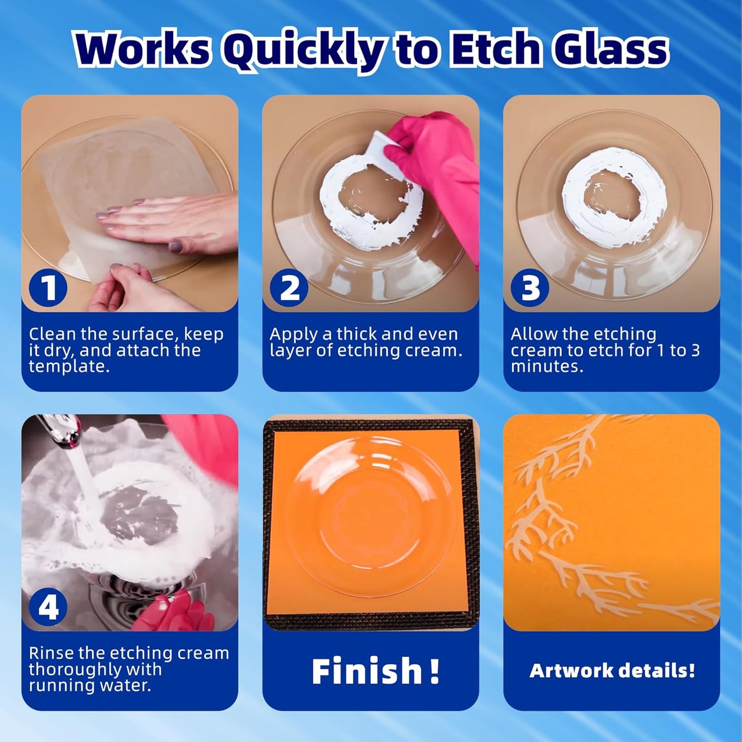 10oz Professional Etching Starter Kit for Glass with 6 Tools, Create Permanently Etched Designs, Art Frosted Glass Cream Kit for Etching Intricate Designs - Perfect for Mirrors, Windows, Glassware