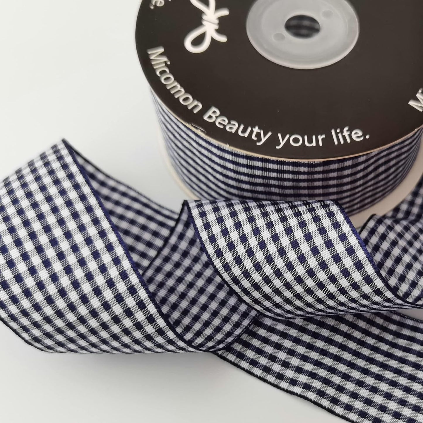 1.5 Inch Blue and White Woven Edge 100% Polyester Gingham Ribbon 25 Yards Each Roll (1-1/2", Blue)