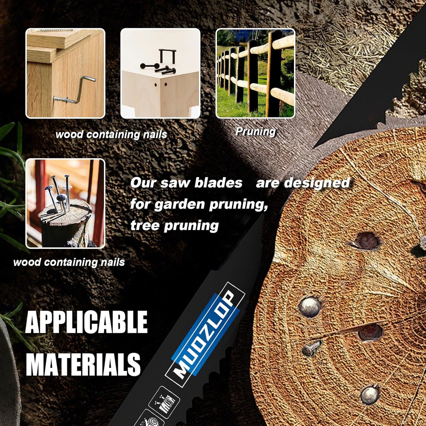 10Pack 12 inch Reciprocating Saw Blades Set,6/12TPI High Carbon Saw Blades, Woodcutting Saw Blades with Organizer Case (10, 6/12TPI/300mm)