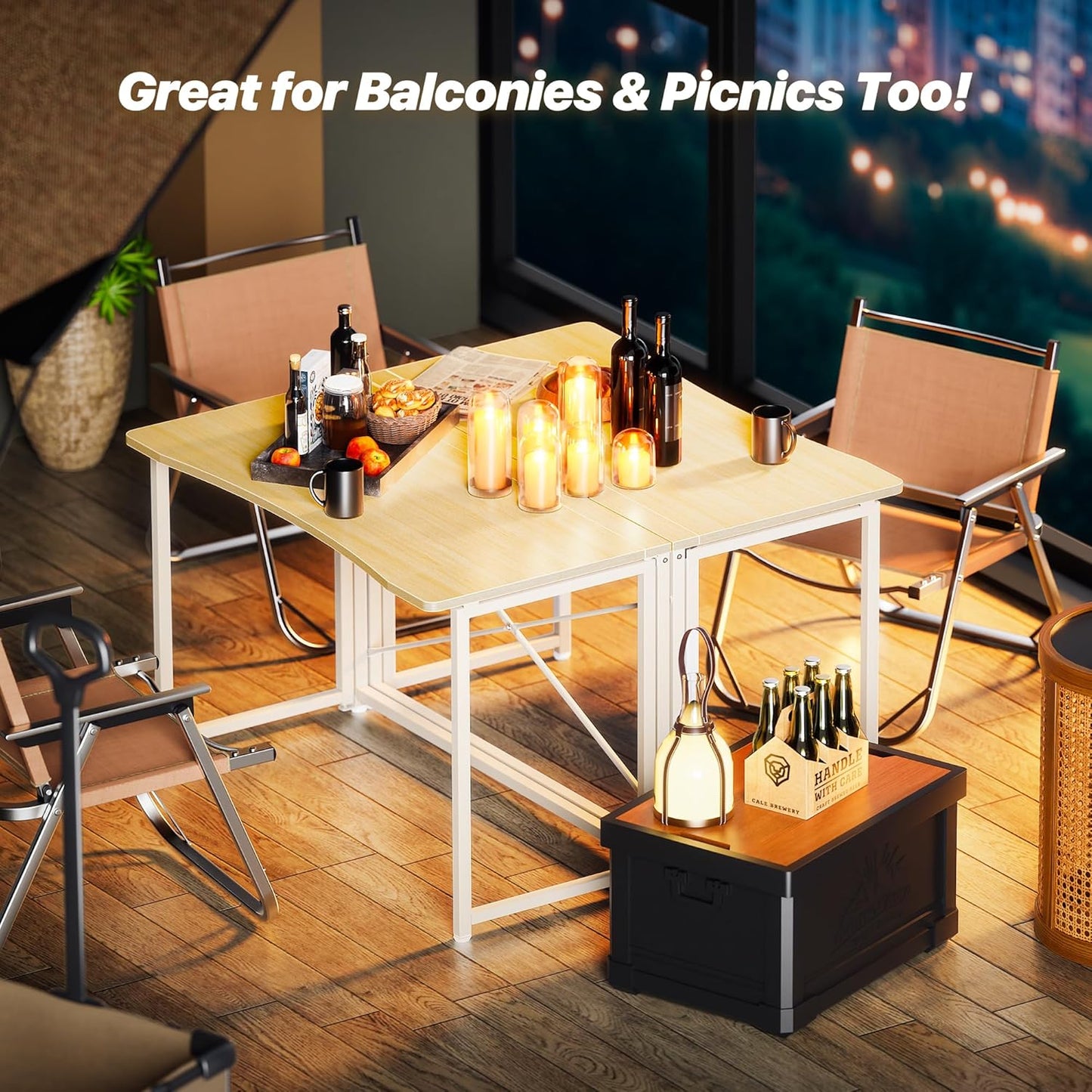 Huuger Folding Desk for Small Spaces, 39.3 Inch Foldable Computer Table, for Home Office, Study, Bedroom, Dorm, Space Saving, Small Writing Work Office Computer Desk, Easy to Fold, Oak