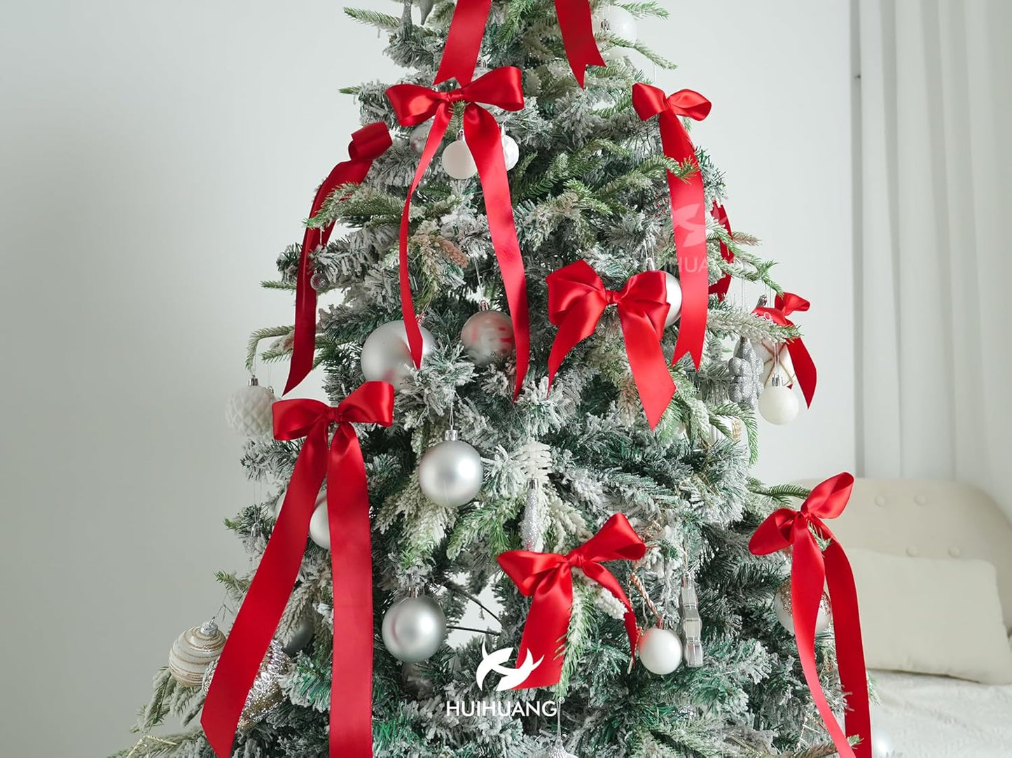 HUIHUANG Red Satin Ribbon 1-1/2 inch x 100 Yards Red Color Double-Faced Satin Ribbon for Christmas Gift Wrapping, Flower Bouquet, DIY Crafts, Bows, Valentine's Day Weddinbg Decor