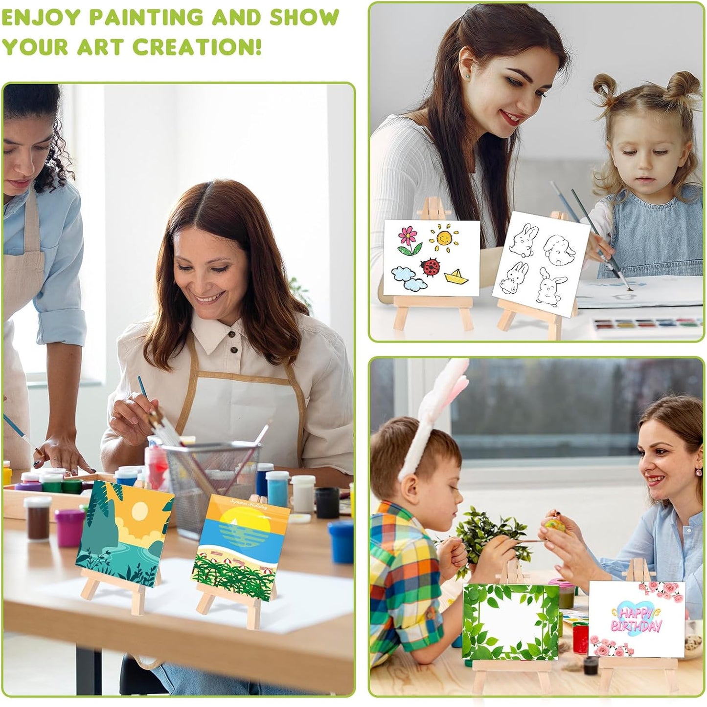 100 Pcs Mini Wood Display Easel Stands 5 Inch Small Wooden Canvas Easels A-Shaped Tripod Small Easels Arts Crafts Easels for Small Canvas Holder, Crafts, Signs, Photos, DIY Crafts, Home Decoration