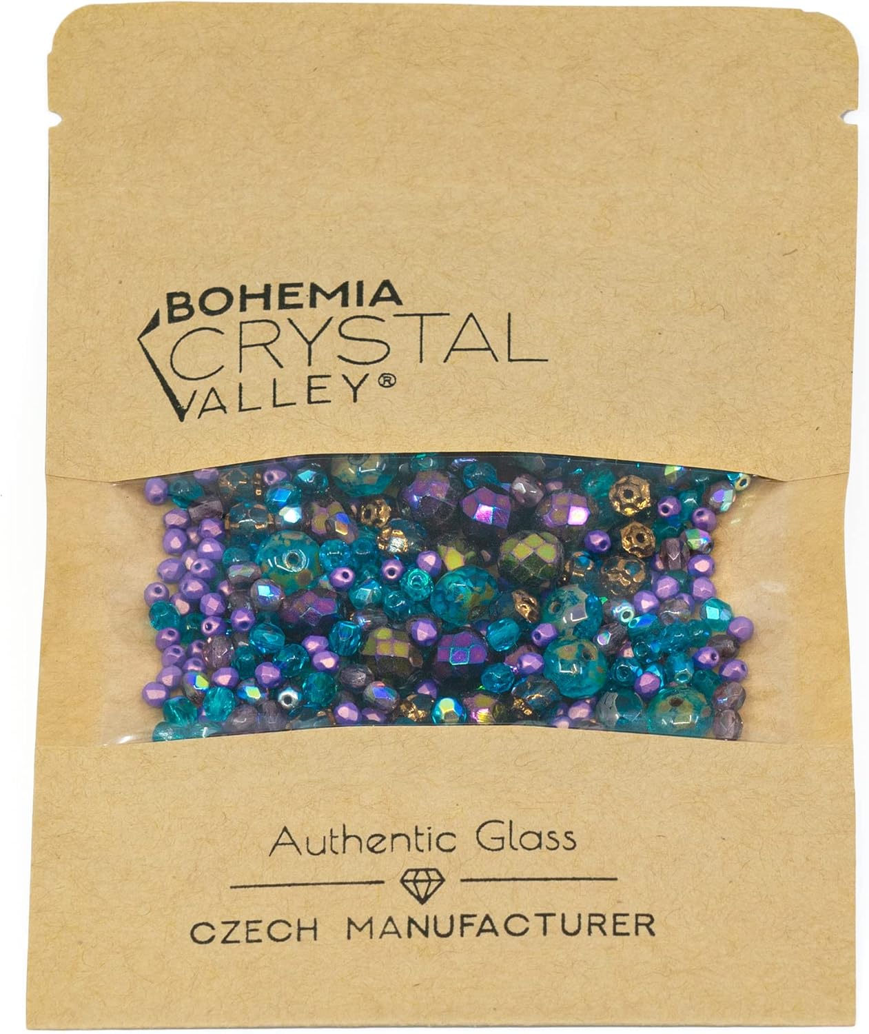 1.8oz (50g) of Blue Purple Mix of Czech Faceted Fire Polished Beads (Round, Catherdal, Rondelle)