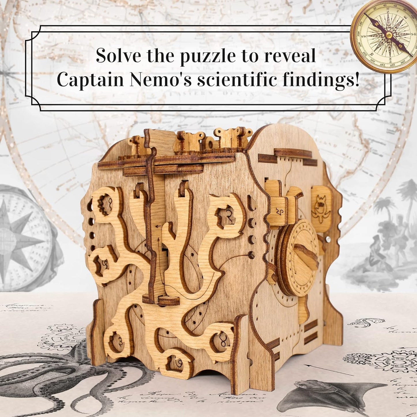 iDventure Cluebox - Captain's Nemo Nautilus - Escape Room Game - Puzzle Box - Sequential 3D Puzzle for Adults - Brain Teaser - Birthday Gift Gadget for Men and Women - Money Box