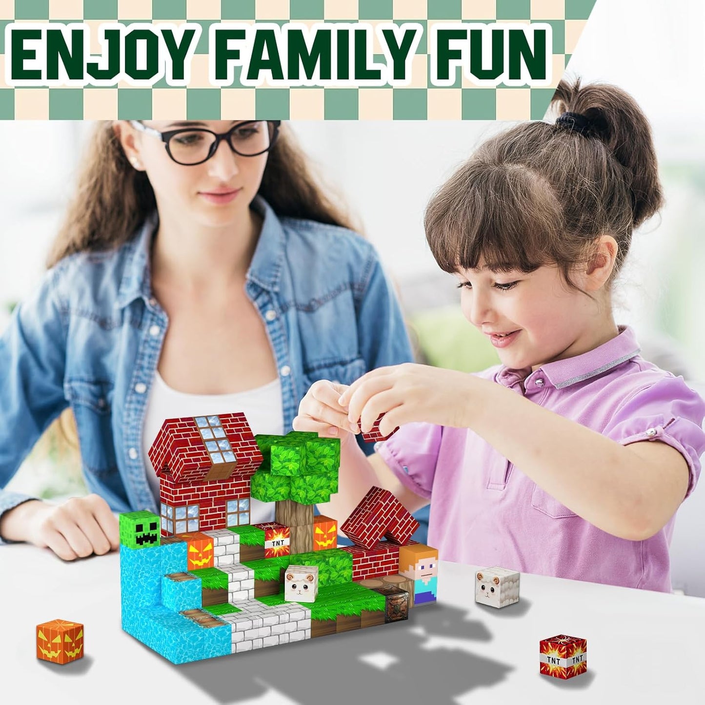 100PCS Magnetic Blocks - Grassland Magnetic Building Blocks Set, STEM Sensory Outdoor Toys, Build Forest World Set for 3+ Year Old Boys&Girls, Christmas Birthday Gift (Forest)