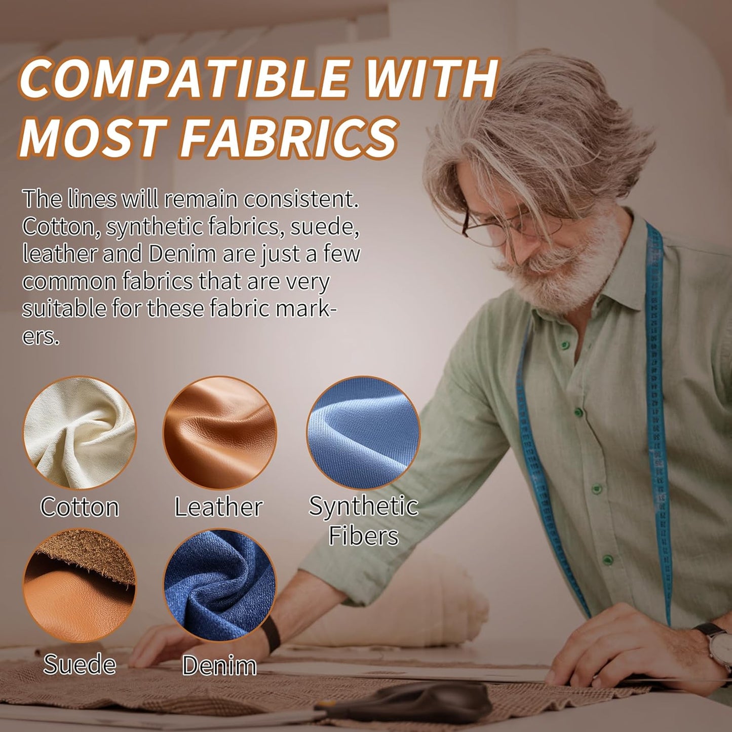 (4-pack) Fabric Chalk Markers (Red, Yellow, Blue, White) -Erase Tailor’s Chalk for Quilting and Sewing - Compatible with Most Fabrics - With Dosing Wheel Technology, 4 Colors