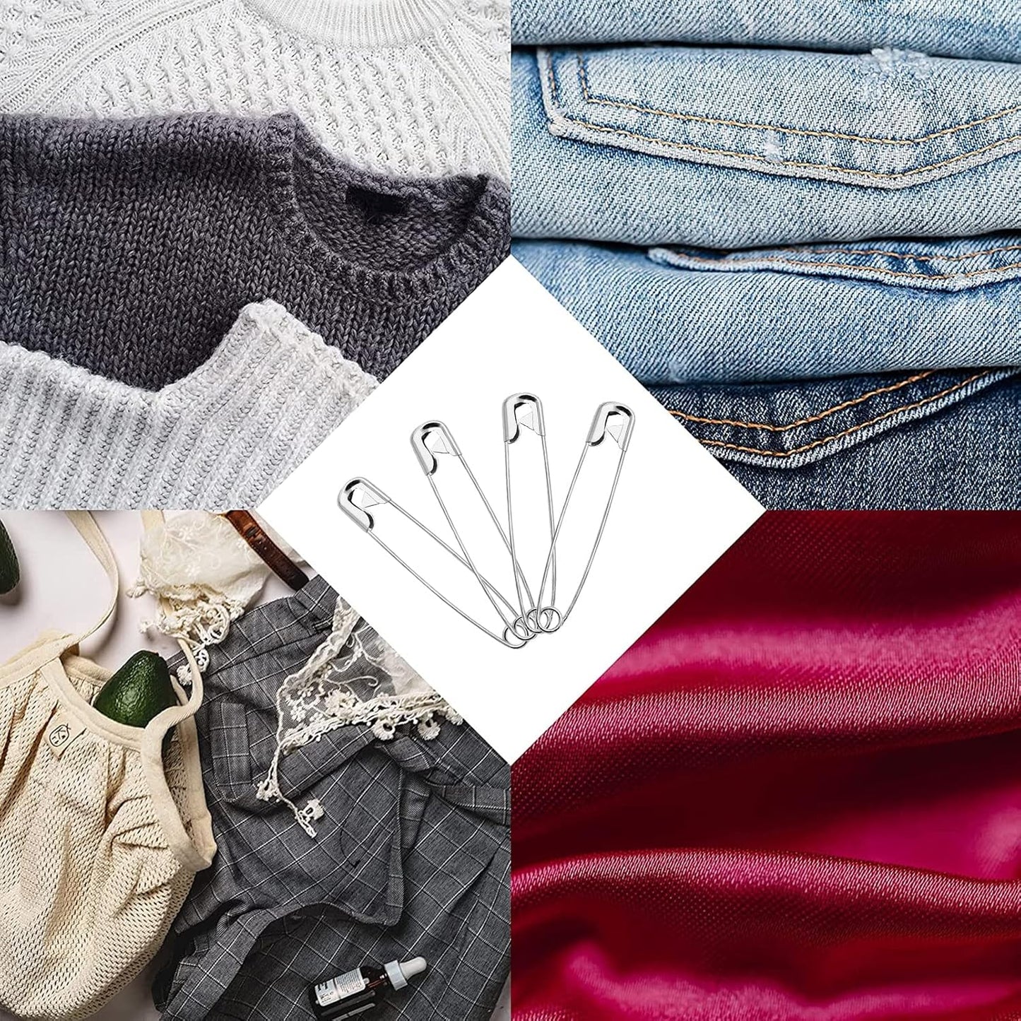 100 PCS 46mm / 1.8 Inch Heavy Duty Quilting Pins, Large Safety Pins Bulk, Silver Metal Sewing Pins, Big Safety Pins for DIY Crafts, Jewelry Making, Baby Clothing (Nickel Plated)