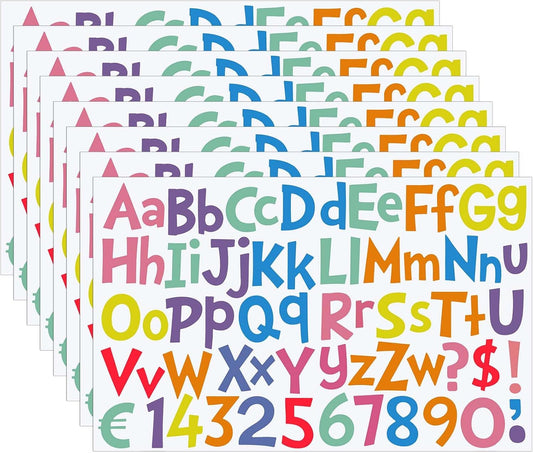 TaoBary 544 Pcs 2 Inch 16 Sheets Large Letter Stickers, Upper and Lower Case, Adhesive Vinyl Alphabet Sticker for Bulletin Board, Poster, Bottle, DIY, Notebook(Macaron Tone,1 Inch)