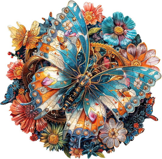 Wooden Puzzles for Adults - Mechanical Butterfly Wood Puzzles Adult - Unique Animal Shape Wooden Jigsaw Puzzles for Adults - Birthday Gifts for Puzzle Lovers, Family (11.4 * 11.4in)