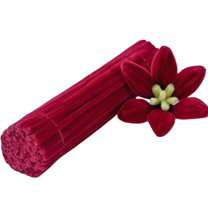 100 Pieces Pipe Cleaners Chenille Stem, Burgundy Color Pipe Cleaners Set for Pipe Cleaners Christmas DIY Arts Crafts Decorations, Chenille Stems Pipe Cleaners (Burgundy)