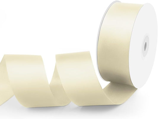1-1/2" Width x 50 Yards Satin Fabric Ribbon, Ivory Ribbon Perfect for DIY Bows, Swags, Gift Wrapping, Craft, Flower Bouquet，Christmas and Party Decoration