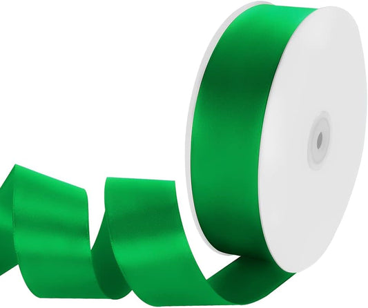 1-1/2" Width x 100 Yards Satin Ribbon, Green Ribbon Perfect for DIY Craft, Bows, Gift Wrapping, Flower Bouquet, Valentine's Day, Christmas and Party Decoration