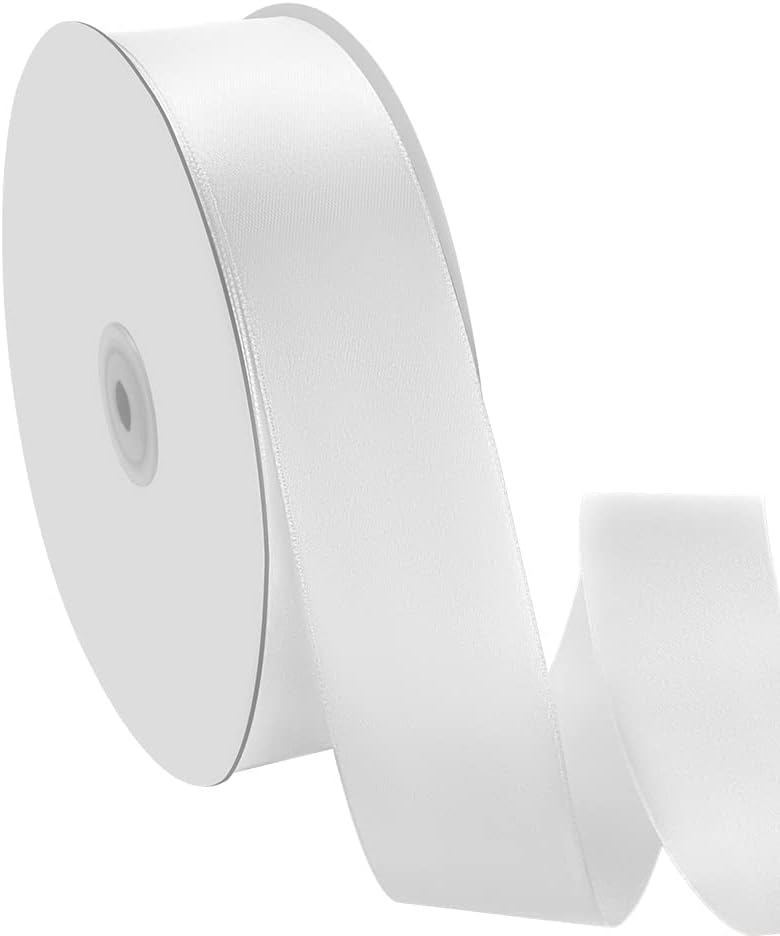 1-1/2" x 100 Yards Satin Ribbon - Wide Silk White Ribbon with Spool - Ideal for Gift Wrapping, Floral Bouquets, Crafts, Wedding Party Decorations, Christmas and Sewing Projects