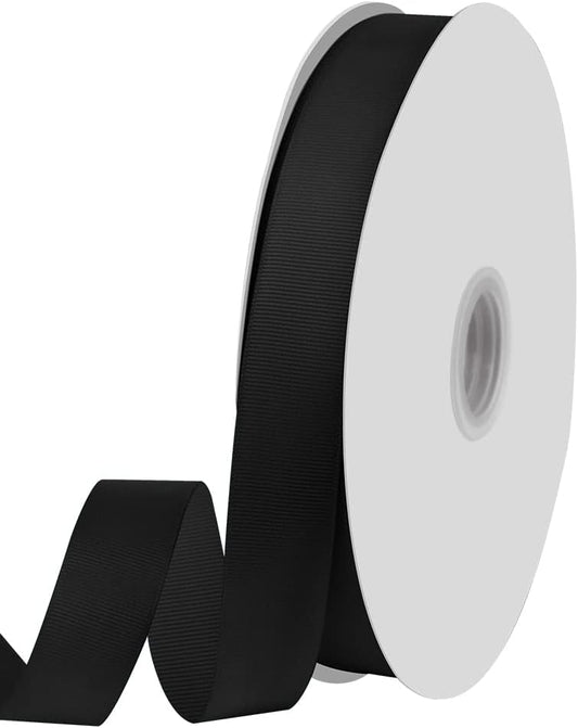 1" X 100 Yards Black Grosgrain Ribbon, Premium Grosgrain Ribbon for Sewing, Gift Wrapping, Bow Making, Wedding Decor, Wrapping and More (Black)