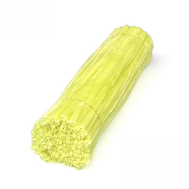 100 Pieces Pipe Cleaners Chenille Stem, Pastel Candy Color Pipe Cleaners Set for Pipe Cleaners DIY Arts Crafts Decorations, Chenille Stems Pipe Cleaners (Yellow)