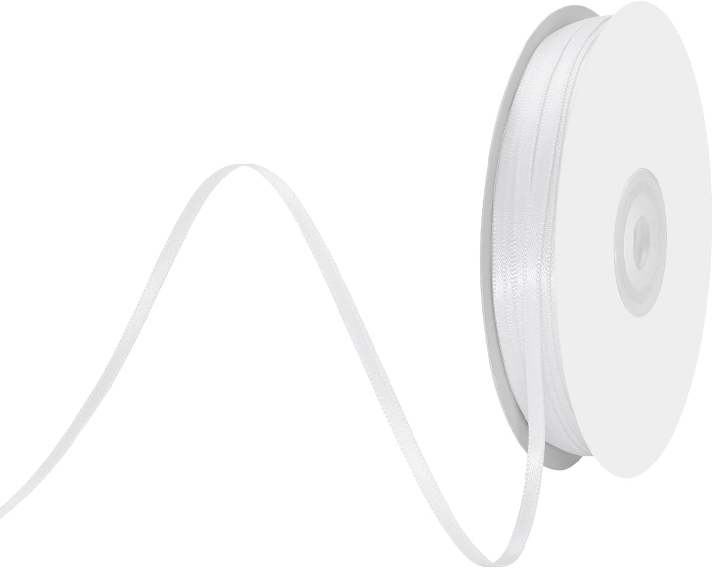 1/8" X 100 Yards White Satin Thin Ribbon Solid Color Double Faced Ribbons Perfect for Crafts Wedding Decor Bow Making Arts Sewing and More