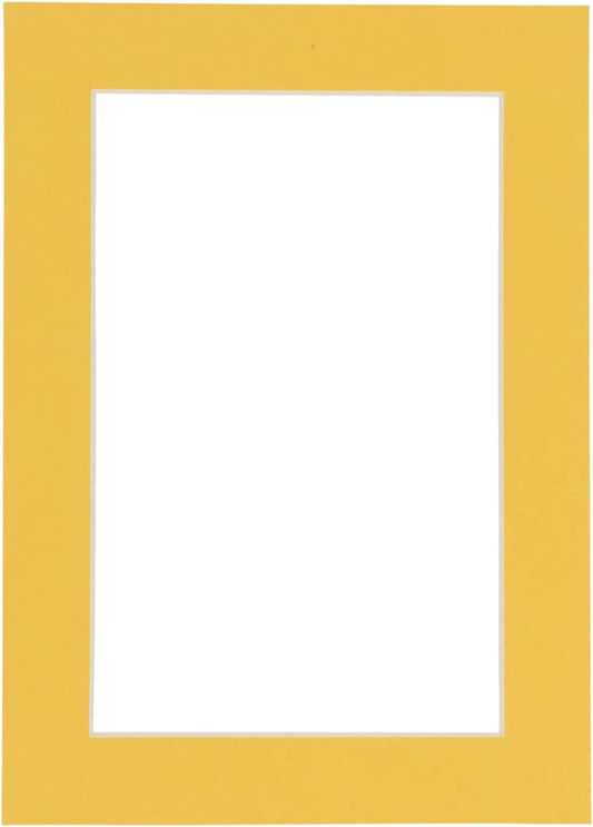 11x14 Mat Bevel Cut for 8.5x11 Photos - Acid Free Chamois Yellow Precut Matboard - For Pictures, Photos, Framing - 4-ply Thickness