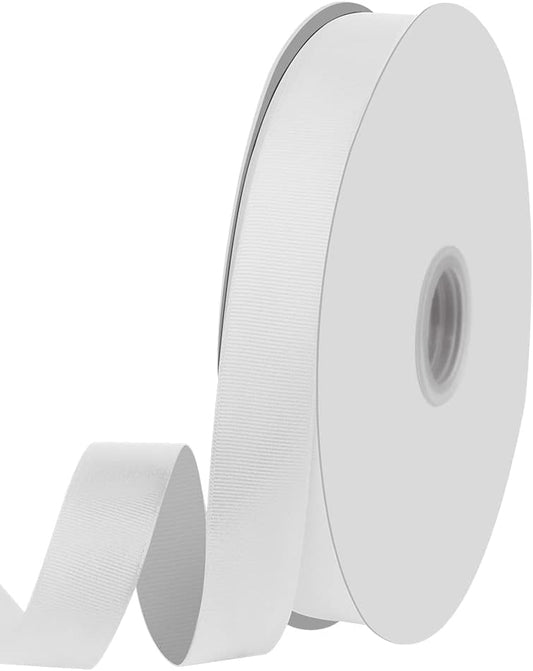 1" X 100 Yards White Grosgrain Ribbon, Premium Grosgrain Ribbon for Sewing, Gift Wrapping, Bow Making, Wedding Decor, Wrapping and More (White)