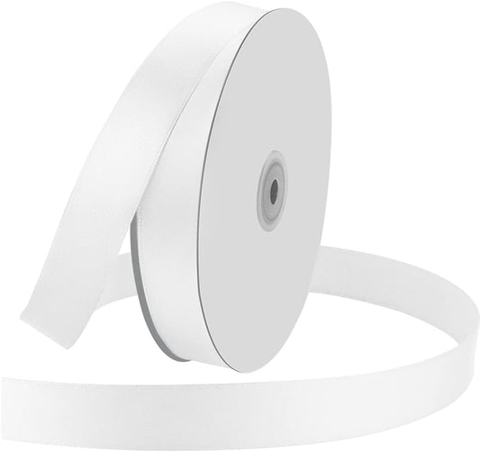 1" Wide x 100 Yards Single Face Polyester Satin Ribbon, Satin Ribbon for Crafts, Gift, Hair Bows, Wedding Party Decoration, Bow Making & Other Projects (White)