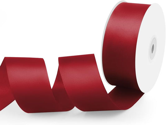 1-1/2" Width x 50 Yards Satin Fabric Ribbon, Burgundy Ribbon Perfect for DIY Bows, Swags, Gift Wrapping, Craft, Flower Bouquet, Christmas and Party Decoration