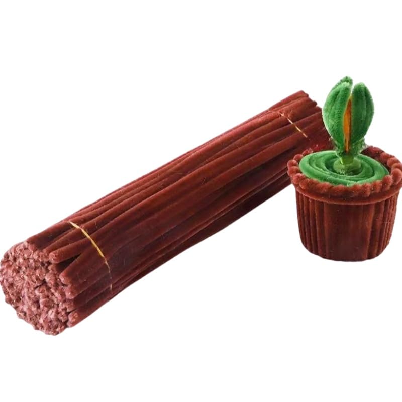 100 Pieces Pipe Cleaners Chenille Stem, Pastel Candy Color Pipe Cleaners Set for Pipe Cleaners DIY Arts Crafts Decorations, Chenille Stems Pipe Cleaners (Brown)