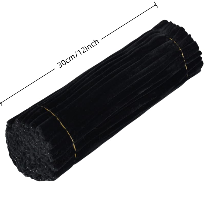 100 Pieces Pipe Cleaners Chenille Stem, Black Pipe Cleaners Set for Pipe Cleaners Halloween DIY Arts Crafts Decorations, Chenille Stems Pipe Cleaners (Black)